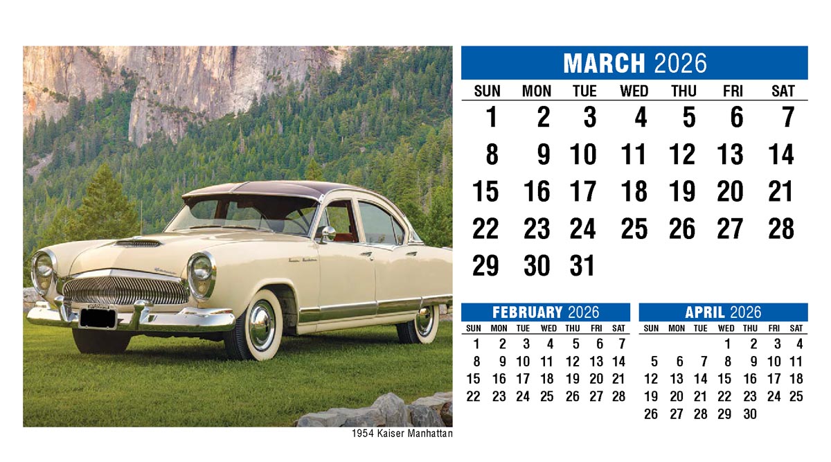 Galleria Classic Cars Promotional Desk Calendar- 2026